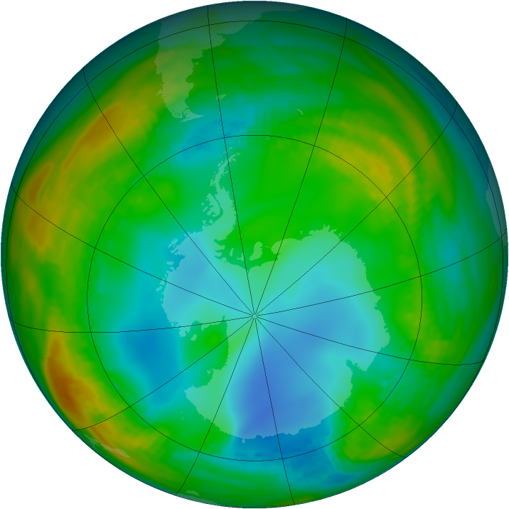Antarctic ozone map for 16 July 1982